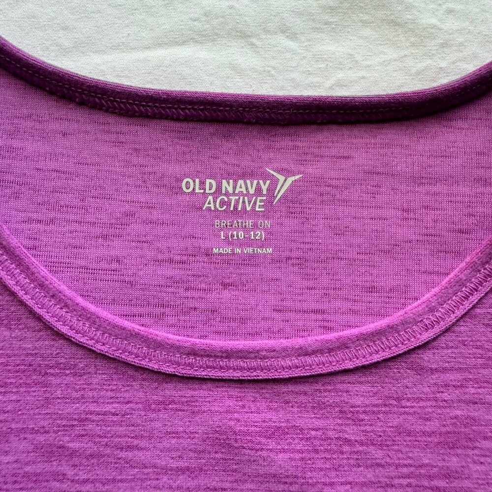 Old Navy Active Girls Purple Flutter-Sleeve Knot-Hem Top L 10-12 Lightweight - Picture 4 of 6